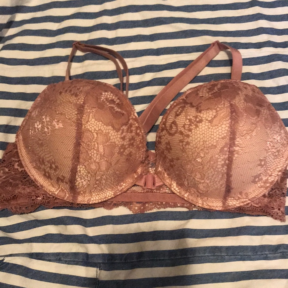 EXTREME PUSH UP BRA 34B front close pink lace